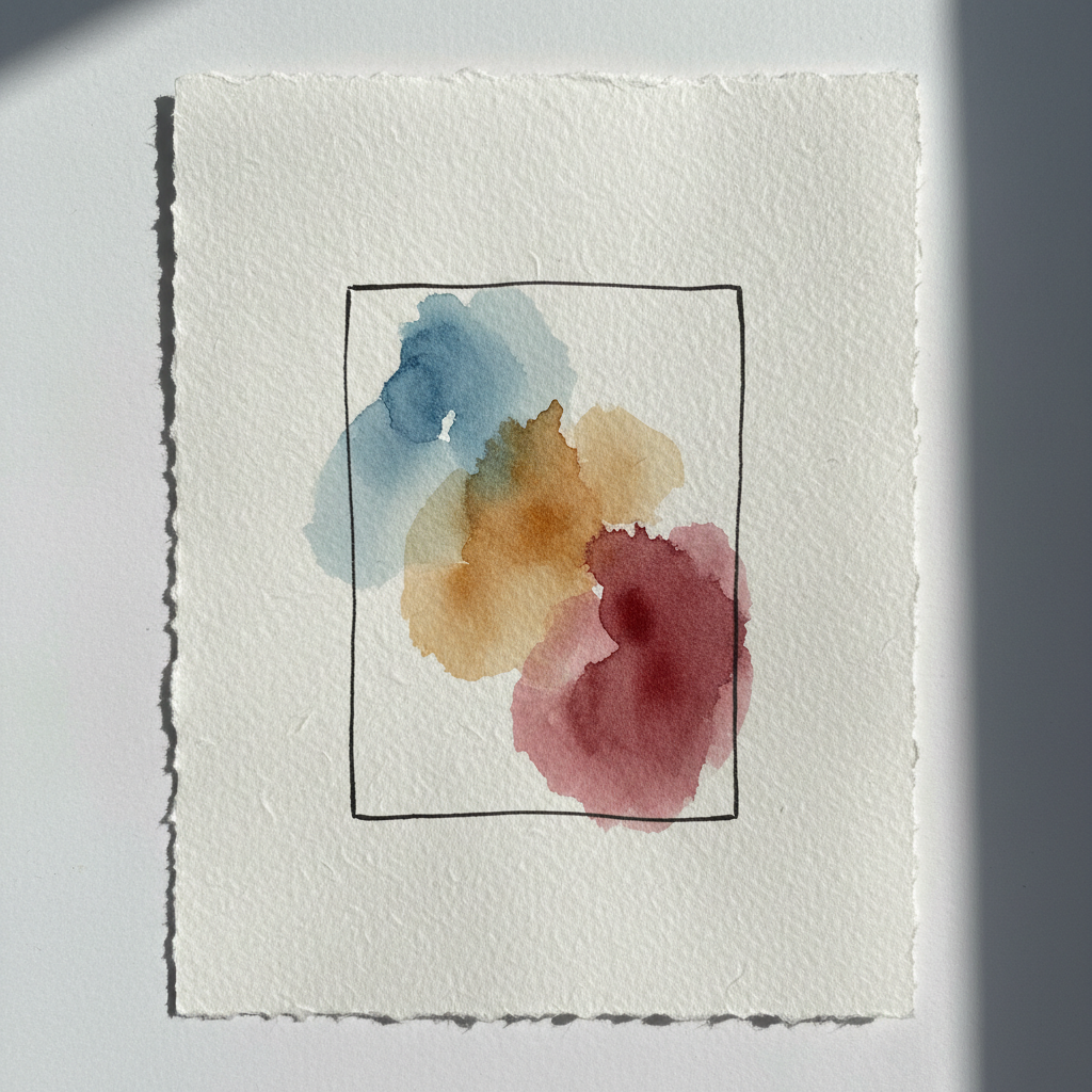 Feuille avec rectangle et couleurs abstraites