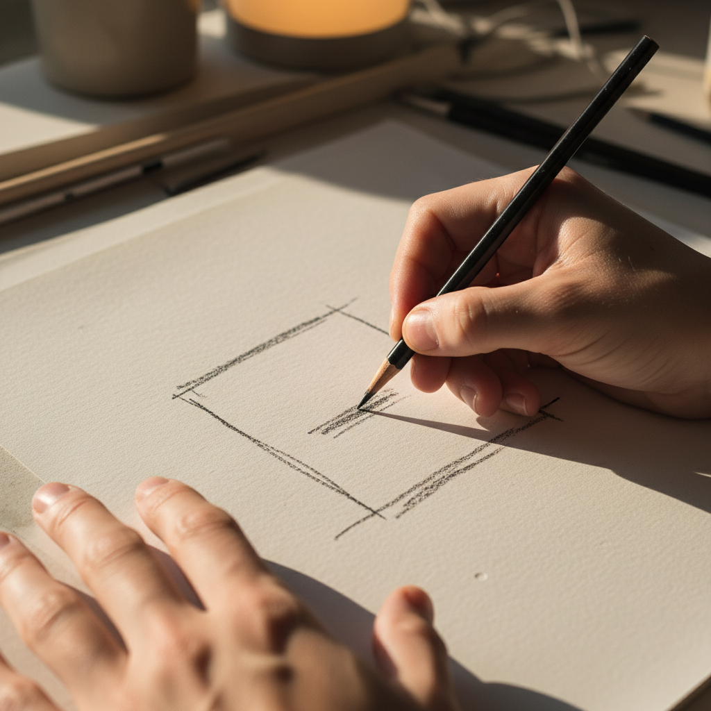 Mains dessinant un rectangle